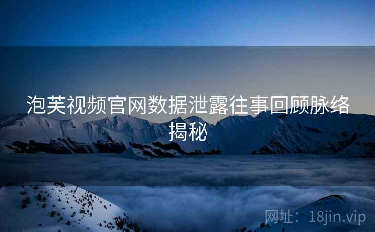 泡芙视频官网数据泄露往事回顾脉络揭秘